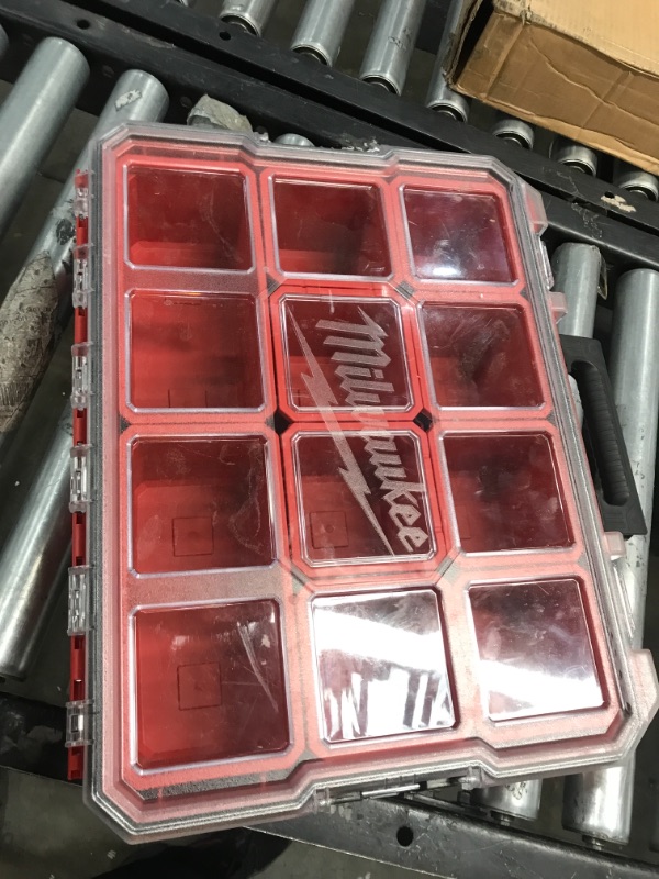 Photo 1 of 10-Compartment Red Deep Pro Portable Tool Box with Storage and Organization Bins for Small Parts
