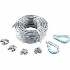 Photo 1 of 1/8 in. x 50 ft. Galvanized Aircraft Cable Kit with Clips and Thimbles 7x19 Construction
