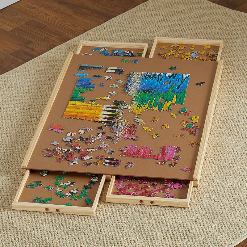 Photo 1 of 1500 Piece Puzzle Board, 34" x 26" Wooden Jigsaw Puzzle Boards and 4 Drawers, Smooth Fiberboard Work Surface, Puzzle Tables for Adults, Puzzle Table, Portable Folding Puzzle Tray
