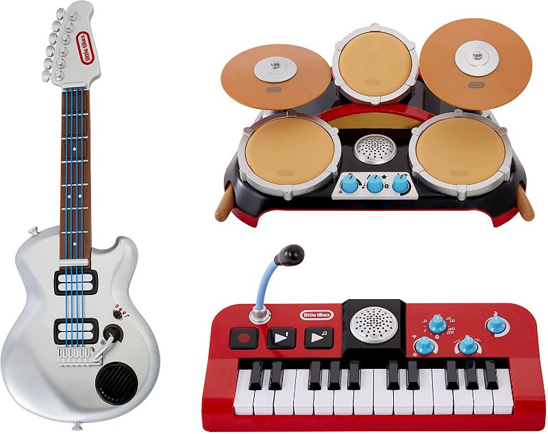 Photo 1 of My Real Jam First Concert Set with Electric Guitar, Drum and Keyboard, 4 Play Modes, and Bluetooth Connectivity - for Kids Ages 3+
