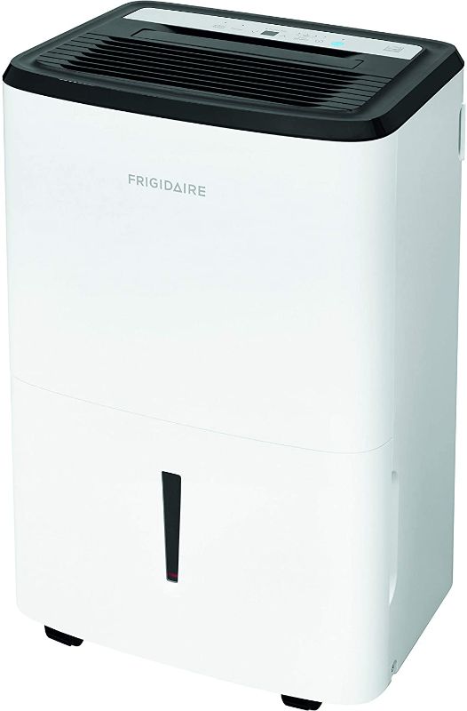 Photo 1 of Frigidaire White Energy Star 50-Pint Portable Dehumidifier with Built-in Pump | Humidity Control | 24-Hour Timer | Washable Filter | for Attic, Basement, Bedroom, Bathroom |