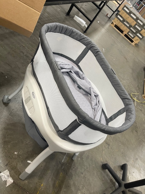 Photo 5 of Graco Sense2Snooze Bassinet with Cry Detection Technology | Baby Bassinet Detects and Responds to Baby's Cries to Help Soothe Back to Sleep, Ellison , 19 D x 26 W x 41 H Inch (Pack of 1)  ***MISSING CHARGER**
