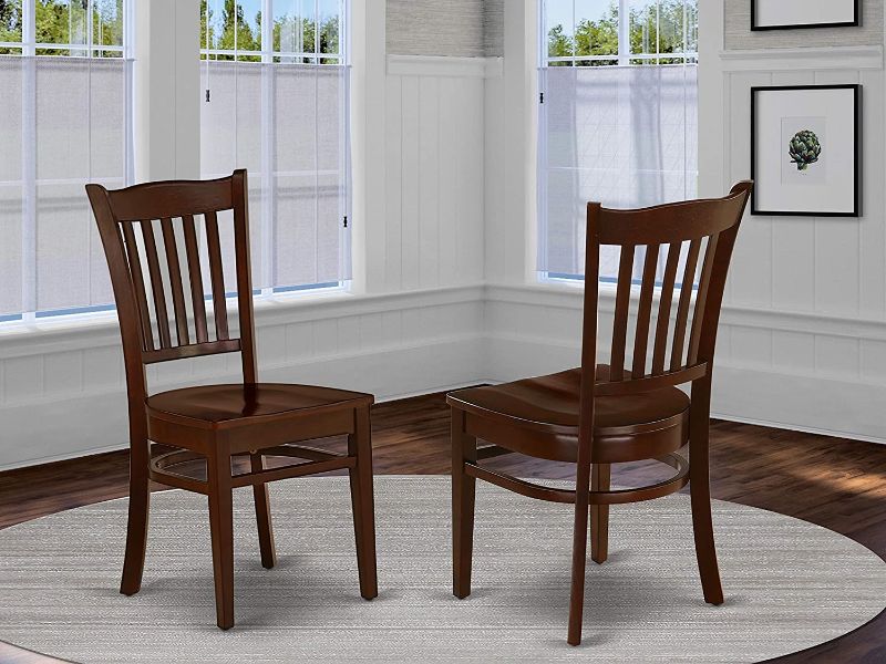 Photo 1 of **INCOMPLETE** East West Furniture Groton Dining Chair With Wood Seat In Mahogany Finish (Set of 2)
