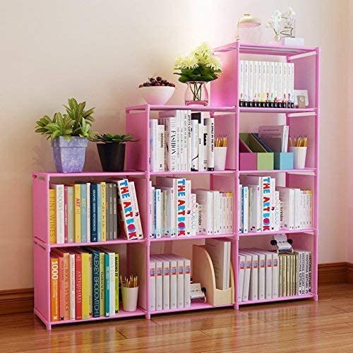 Photo 1 of Hosmat 9-Cube DIY Children's Bookcase 30 inch Adjustable Bookshelf Organizer Shelves Unit, Folding Storage Shelves Unit (Pink_9 Cubes)
