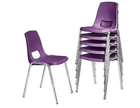 Photo 1 of Amazon Basics School Classroom Stack Chair, 14-Inch Seat Height - 6-Pack, Chrome Legs, Purple
