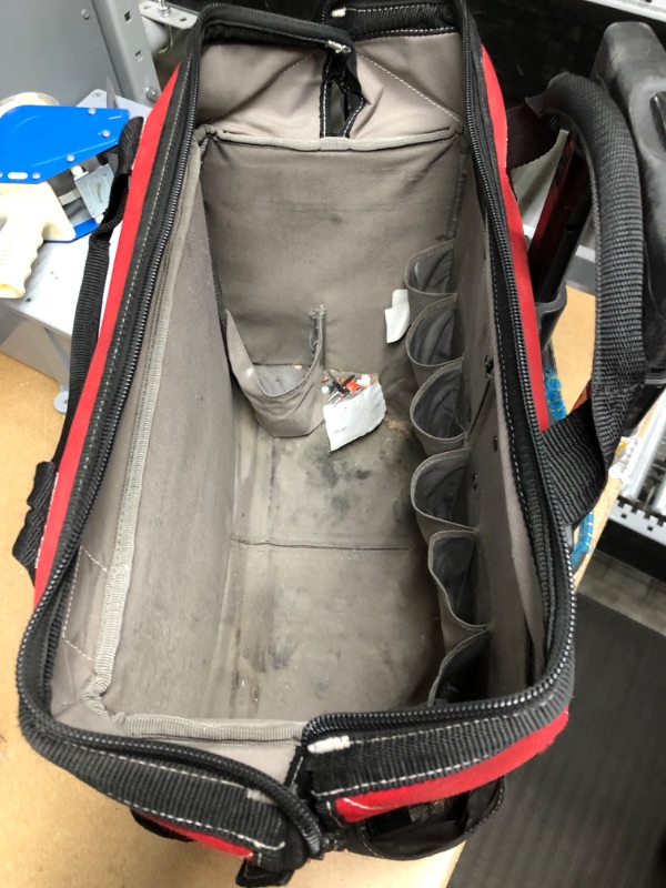 Photo 6 of USED CONDITION, GOOD CONDITION, Husky GP-43196N13 18" 600-Denier Red Water Resistant Contractor's Rolling Tool Tote Bag with Telescoping Handle
