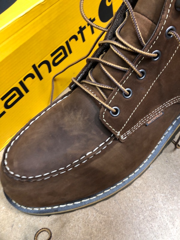 Photo 4 of Carhartt Men's Waterproof 6 in. Moc Toe Work Boot-Soft Toe-Dark Brown Wedge 014W
SZ W14