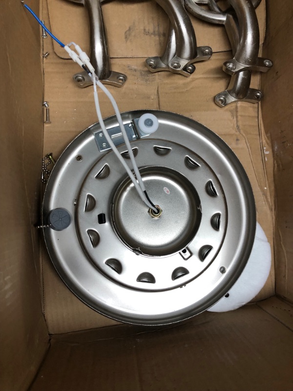 Photo 1 of FOR PARTS ONLY, INCOMPLETE Clarkston II 44 in. LED Indoor White Ceiling Fan with Light Kit
**MISSING GLASS PIECES FOR LIGHT BULBS**