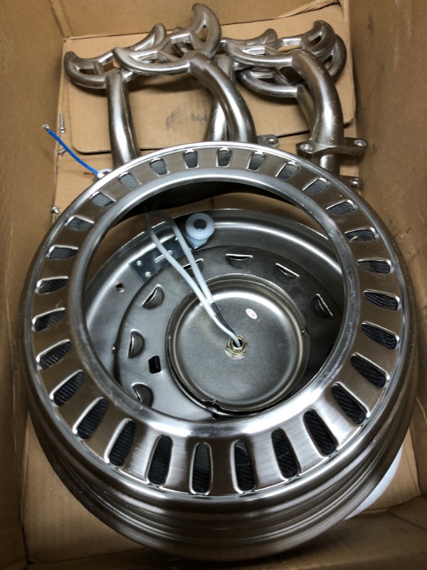 Photo 1 of FOR PARTS ONLY, INCOMPLETE Clarkston II 44 in. LED Indoor White Ceiling Fan with Light Kit
**MISSING GLASS PIECES FOR LIGHT BULBS**