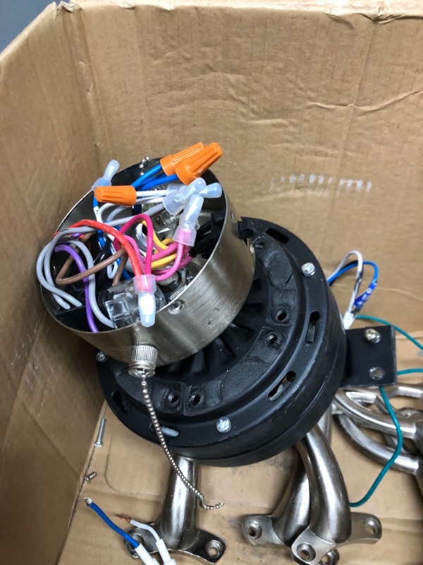 Photo 1 of FOR PARTS ONLY, INCOMPLETE Clarkston II 44 in. LED Indoor White Ceiling Fan with Light Kit
**MISSING GLASS PIECES FOR LIGHT BULBS**