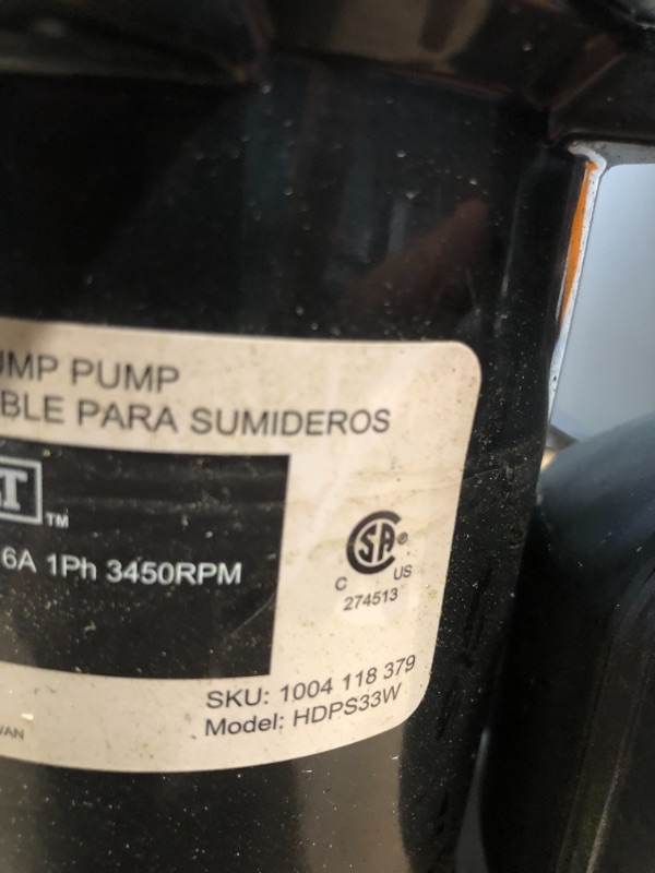 Photo 2 of **DOES NOT FUNCTION**1/3 HP Submersible Aluminum Sump Pump with Tethered Switch