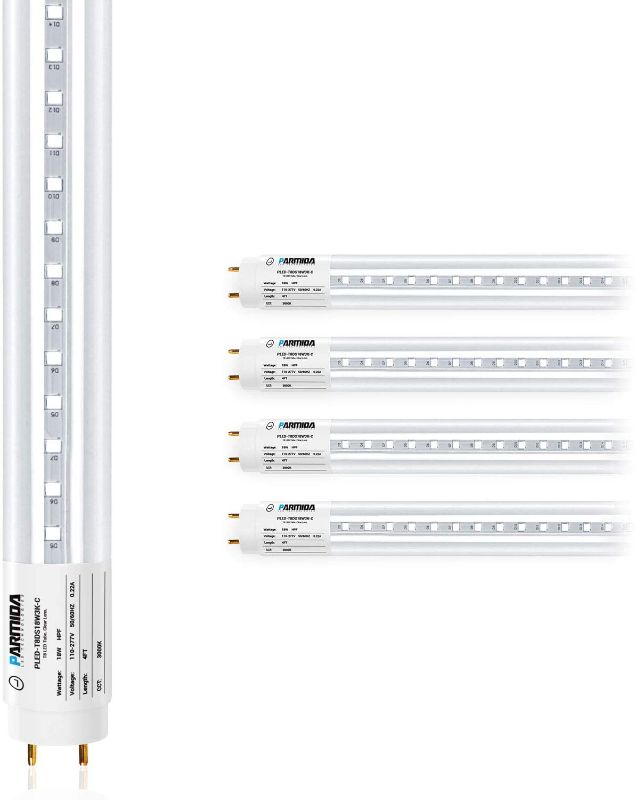 Photo 1 of  4 Pack 4FT LED T8 Ballast Bypass Type B Light Tube, 18W, UL-Listed for Single-Ended & Dual-Ended Connection, 5000K, 2200lm, Clear Lens, T8 
