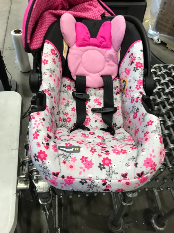 Photo 1 of Disney Baby Minnie Mouse Amble Quad Travel System Stroller with Onboard 22 LT Infant Car Seat (Garden Delight)

