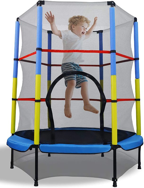 Photo 1 of Kanchimi Mini Trampoline for Kids,with Enclosure Net & Safety Pad,Toddler Trampoline with Built-in Zipper for Indoor/Outdoor
