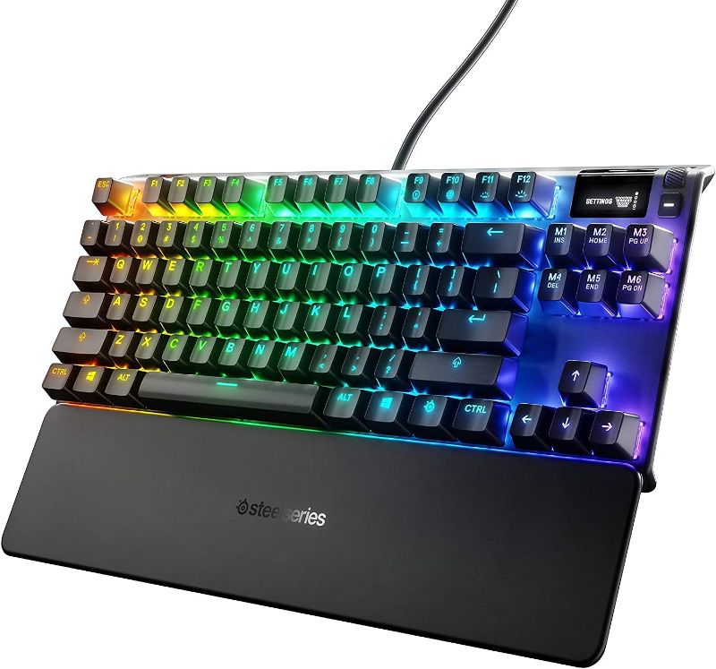 Photo 1 of SteelSeries Apex Pro Mechanical Gaming Keyboard – Adjustable Actuation Switches – World’s Fastest Mechanical Keyboard – OLED Smart Display – RGB Backlit (Renewed)