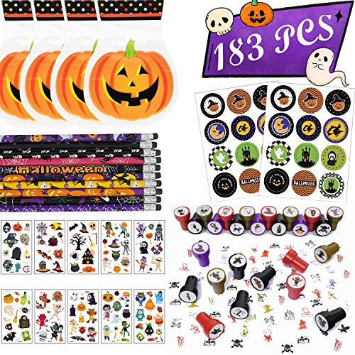 Photo 1 of BUNDLE OF 2-Babigo 183 Pcs Halloween Assorted Stamps Kids Gift Set - Halloween Themed Stationery Trick Treat Party Favor Toy - Including Tattoo Stickers