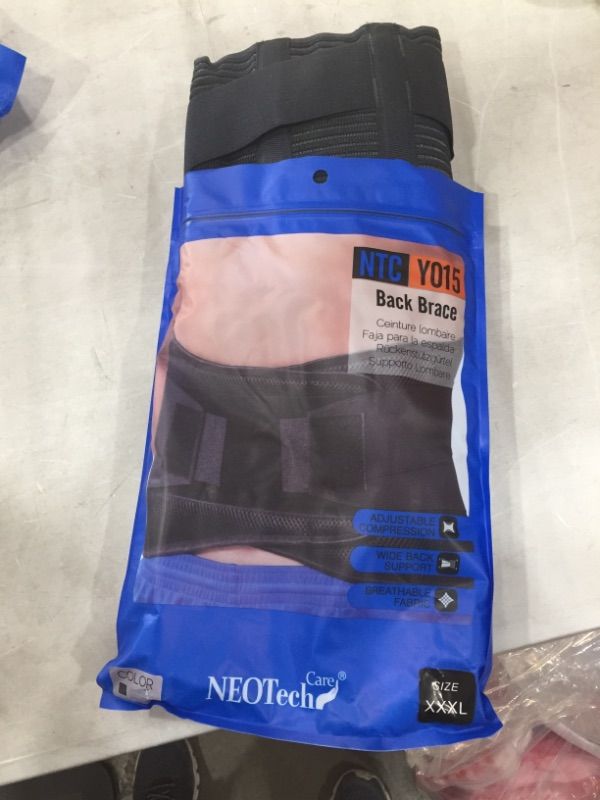 Photo 1 of NeoTech Care Adjustable Compression Wide Back Brace Lumbar Support Belt (Charcoal, Size XXXL)
