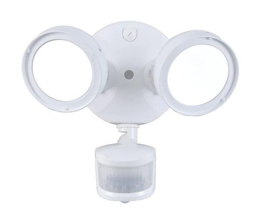 Photo 1 of Defiant
180° White Motion Activated Sensor Twin-Head Round Outdoor Integrated LED Security Flood Light