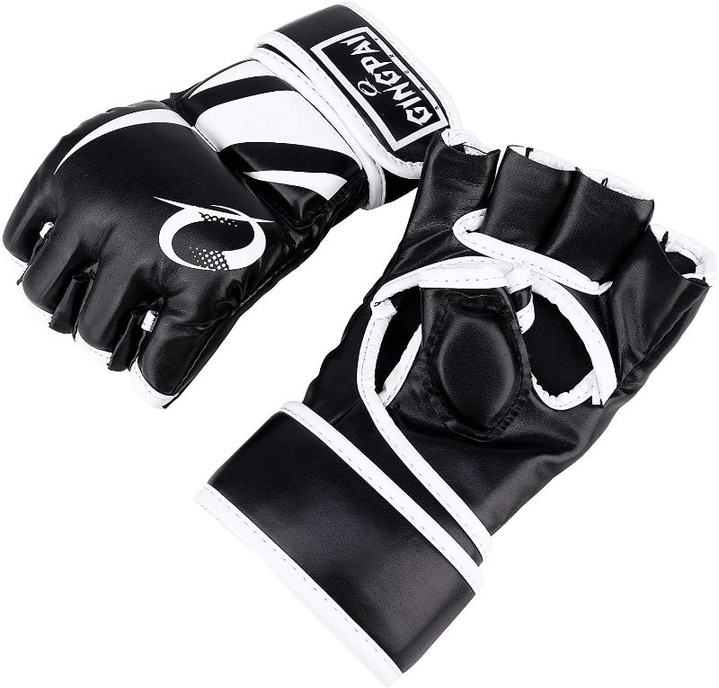 Photo 1 of 4-PACK : GINGPAI Half Training Boxing Mitts Gloves for Men Women, Training Gloves, Sparring Gloves for Punching Bag, Kickboxing, Muay Thai, MMA, UFC (Black)
