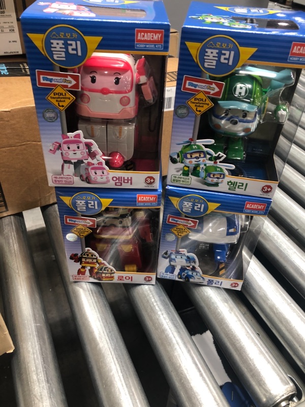 Photo 2 of [4 Pack] Robocar Poli Poli + Amber + Roy + Helly Transforming Robot, 4" Transformable Action Toy Figure Exclusive Bundle Pack Gift
