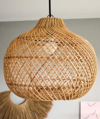 Photo 1 of - Handmade rattan lampshade, Wicker lamp, Rustic pendant light, chandelier, boho Pendant Light, Woven Lamp, light shade