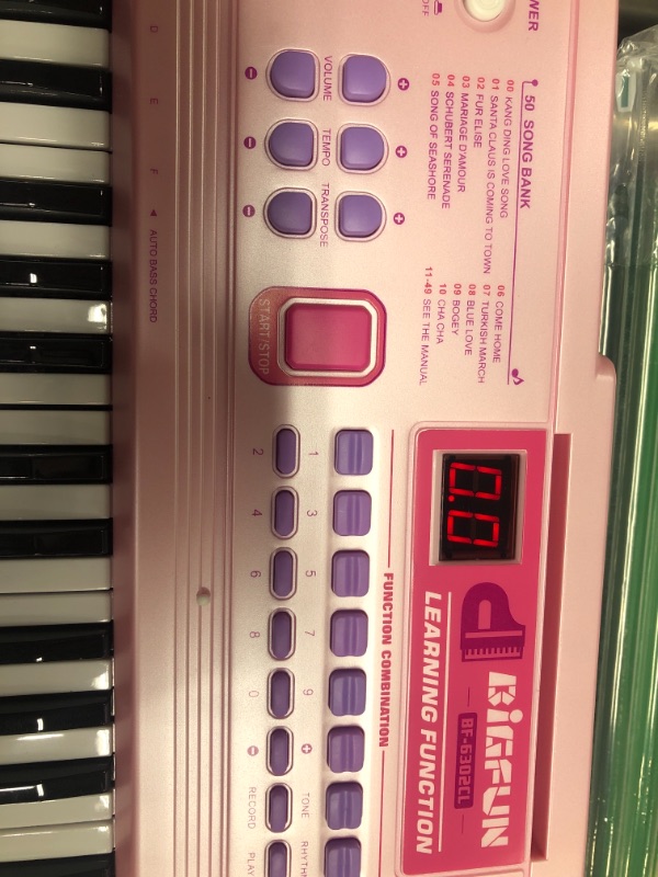 Photo 3 of aPerfectLife 25" Charging Piano Keyboard for Kids 61 Keys Multifunction Portable Piano Electronic Keyboard Music Instrument for Kids Early Learning Educational Toy (Pink)
