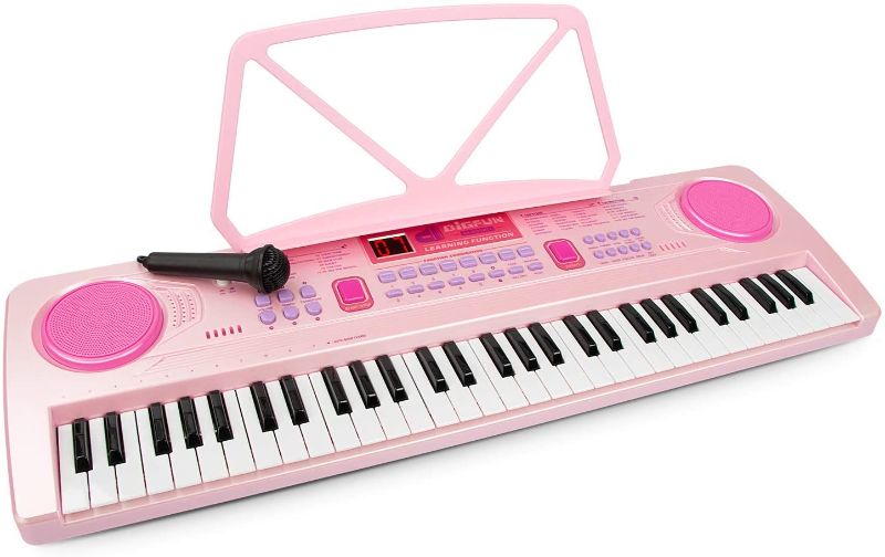 Photo 1 of aPerfectLife 25" Charging Piano Keyboard for Kids 61 Keys Multifunction Portable Piano Electronic Keyboard Music Instrument for Kids Early Learning Educational Toy (Pink)
