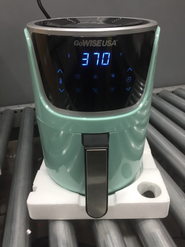 Photo 1 of GoWISE USA Electric Mini Air Fryer with Digital Touchscreen + Recipe Book, 1.7-Qt up to 2 Qt Max, Mint/Silver
