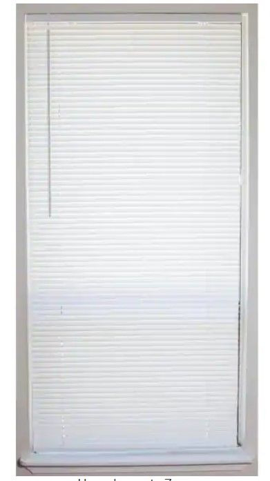 Photo 1 of Alabaster Cordless 1 in. Vinyl Mini Blind - 32 in. W x 64 in. L
