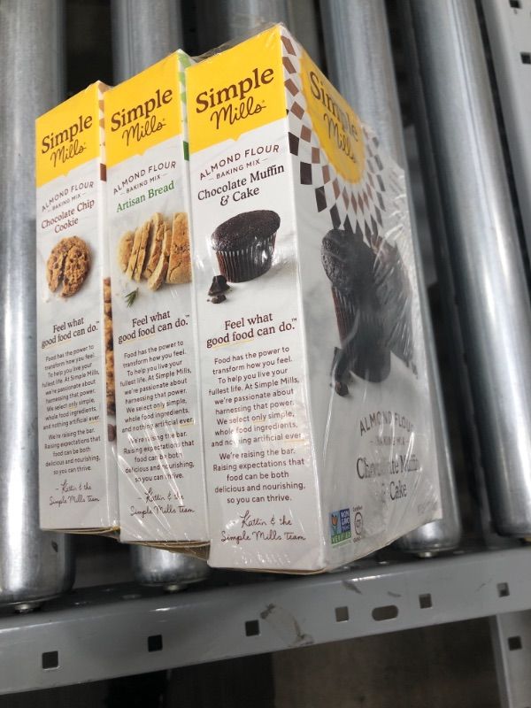 Photo 2 of **EXPIRE DATES: 10/19/2021 - 10/13/2021 - 10/21/2021** Simple Mills, Baking Mix Variety Pack, Chocolate Muffin & Cake, Chocolate Chip Cookie, Artisan Bread Variety Pack, (Packaging May Vary), 10.4 Ounce (Pack of 3)

