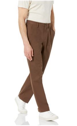 Photo 1 of SET OF 2 : 40W X 32L Amazon Essentials Men's Slim Classic-fit Wrinkle-Resistant Pleated Chino Pant
