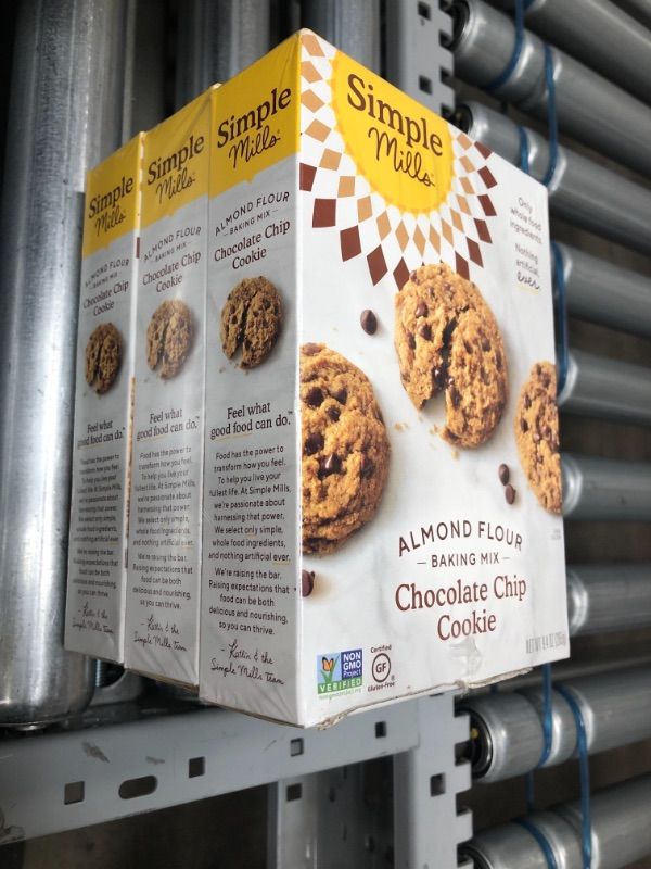 Photo 1 of **expire 01/20/2022** Simple Mills Almond Flour Baking Mix, Gluten Free Chocolate Chip Cookie Dough Mix, Good For Baking, Nutrient Dense, 9.4oz, 3 Count
