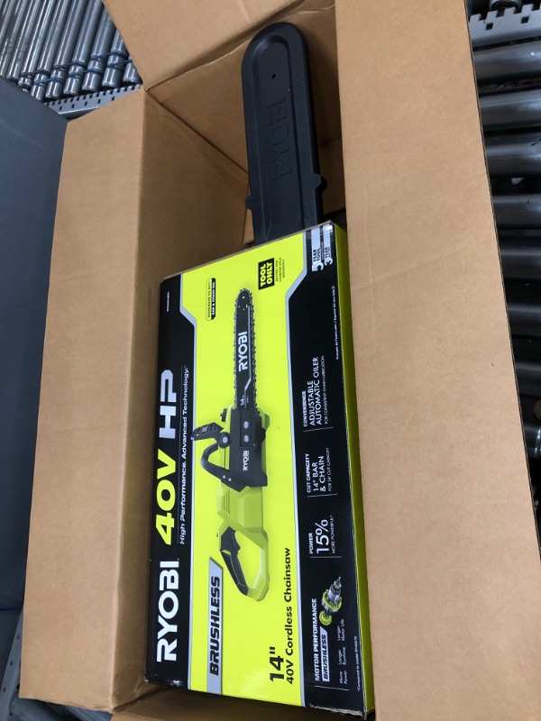 Photo 2 of ***FACTORY SEALED*** RYOBI 40-Volt HP Brushless 14 in. Electric Cordless Chainsaw (Tool Only) RY405010 (Bulk Packaged)