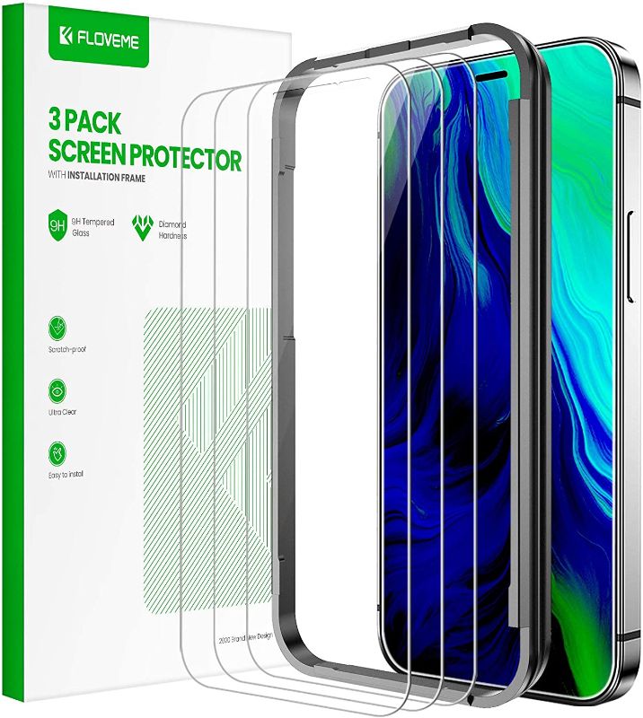 Photo 1 of FLOVEME Compatible with iPhone 12 Pro Screen Protector Tempered Glass Screen Protector Compatible with iPhone 12 (3 PACK) 6.1 inch
PACK OF 2  