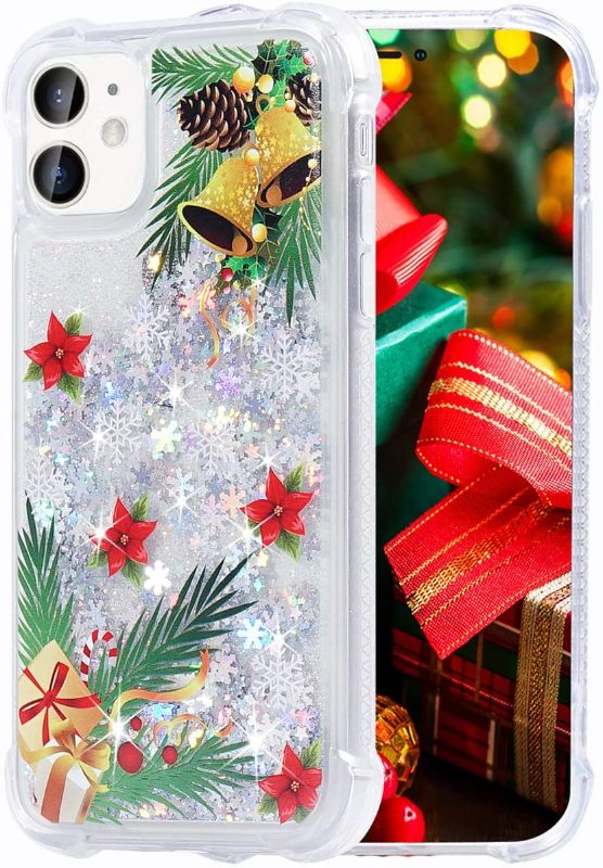 Photo 1 of Flocute iPhone 11 Case, iPhone 11 Glitter Christmas Case Clear Bling Sparkle Floating Liquid Soft TPU Luxury Fashion Girly Women Cute Festival Holiday Phone Case for iPhone 11 (Christmas Floral)
PACK OF 2 