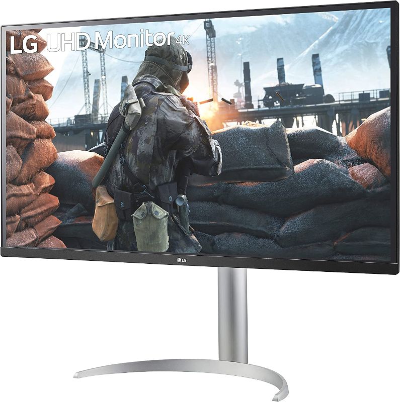 Photo 1 of LG 32UP550-W 32 Inch UHD (3840 x 2160) VA Display with AMD FreeSync, DCI-P3 90% Color Gamut with HDR 10 Compatibility and USB Type-C Connectivity – Silver/White
