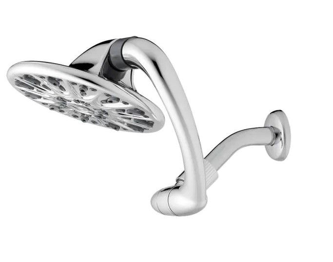 Photo 1 of 6-Spray 7 in. Single Wall Mount 1.8 GPM Fixed Rain Shower Head in Chrome
