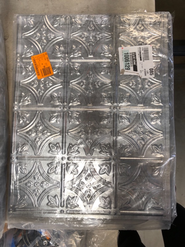 Photo 2 of 18 in. x 24 in. Traditional #1 Argent Silver Vinyl Backsplash Panel (Pack of 5)
