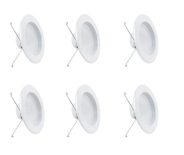 Photo 1 of 5/6 in. 75W Equivalent Soft White 2700K Dimmable CEC Integrated LED Retrofit White Recessed Light Trim Downlight(6-Pack)
