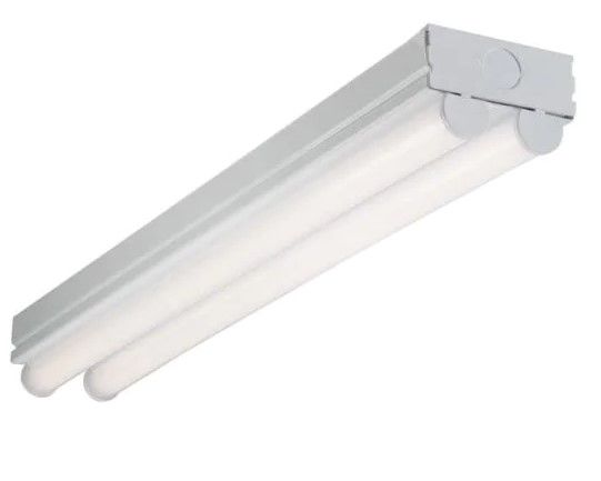 Photo 1 of 2 ft. 2-Light Linear White Integrated LED Ceiling Strip Light with 2100 Lumens, 4000K
