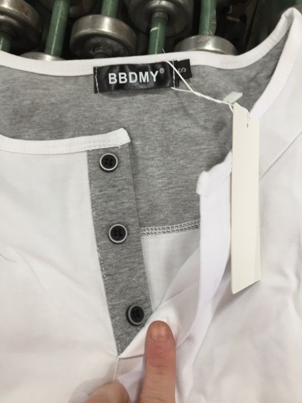 Photo 1 of BBDMY Mens Short Sleeve Casual Front Placket Basic Henley T-Shirt, White, size S