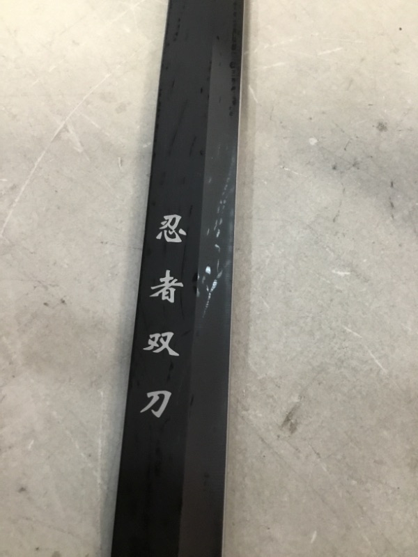 Photo 1 of KCCEDGE BEST CUTLERY SOURCE 2PC Combo Full Tang 28in Tanto Ninja Katana Twin Sword Machete w/Nylon Sheath + Black Chinese Engraved on Blade Edition