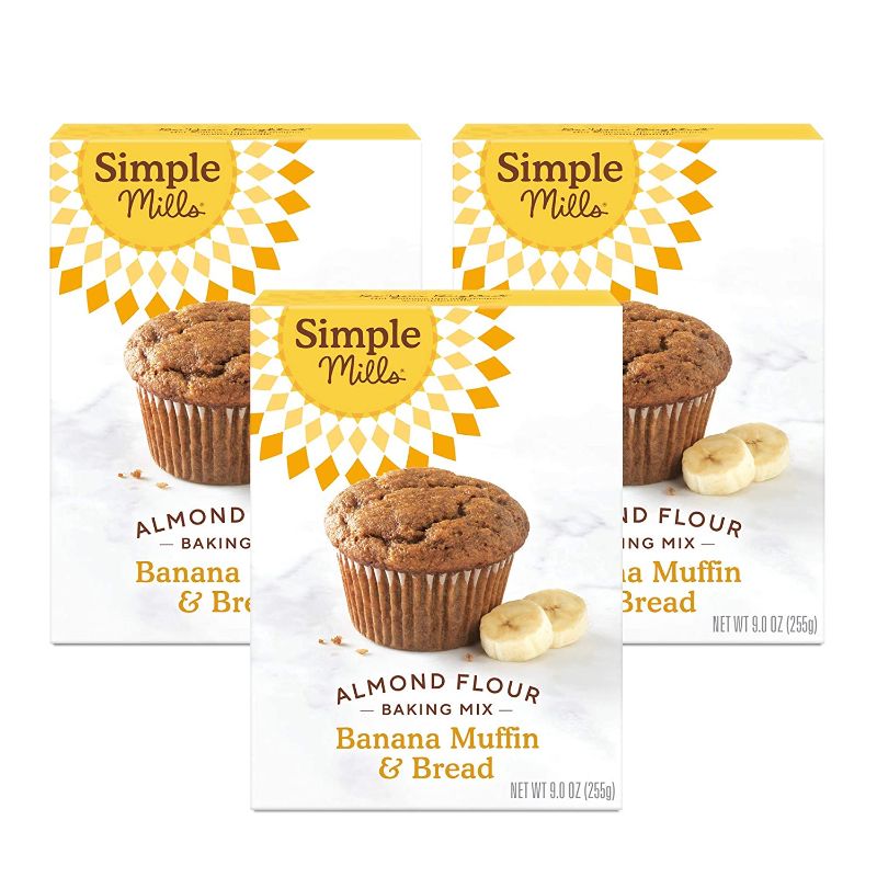Photo 1 of ** Expired 12/28/20212** Simple Mills Almond Flour Baking Mix, Gluten Free Banana Bread Mix, Muffin Pan Ready, Made with whole foods (Packaging May Vary), 9 Ounce (Pack of 3)
