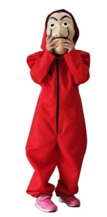 Photo 1 of XL Kicpot Halloween Costume, Unisex Boy Red Banknote House Cosplay Coverall Hoodie Jumpsuits
