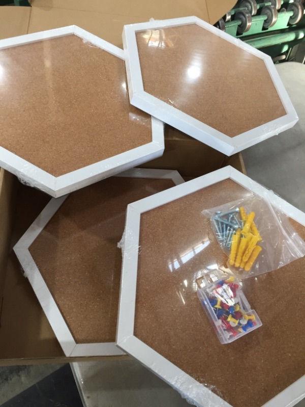 Photo 2 of AkTop Cork Bulletin Board Hexagon 4 Pack