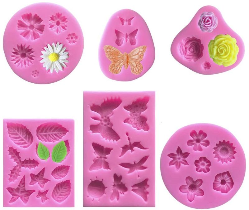 Photo 1 of 6 Pack Cake Fondant Mold Flower Daisy Roses Butterfly Collection, LASZOLA Silicone Fondant Gummy Candy Baking Mould DIY Tool for Sugarcraft Cake Decoration Cupcake Topper Polymer Clay Soap Wax Making
SET OF 3