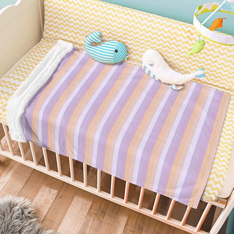 Photo 1 of Cute Soft Baby Blankets, Soft Cozy Warm Toddler Blanket, Lightweight Swaddle Blanket for Boys and Girls (30 X 40 Inchs, Sunset Stripe)
