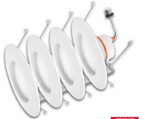 Photo 1 of 5/6 in. Matte White Integrated LED Recessed Trim 5-Ways (4-Pack)