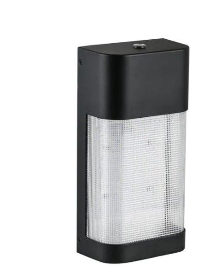 Photo 1 of 19-Watt Black Outdoor Integrated LED Classic Wall Pack Light with Dusk to Dawn Control