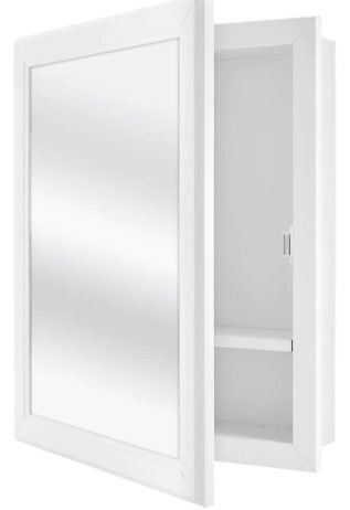 Photo 1 of 15-1/8 in. W x 19-1/4 in. H Framed Recessed or Surface-Mount Bathroom Medicine Cabinet in White
